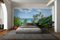 Tropical coastline wallpaper for bright spaces