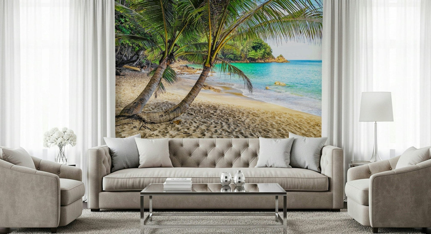 Along the kitchen, Tropical Beach Escape Wall Mural brings in warm coastal light