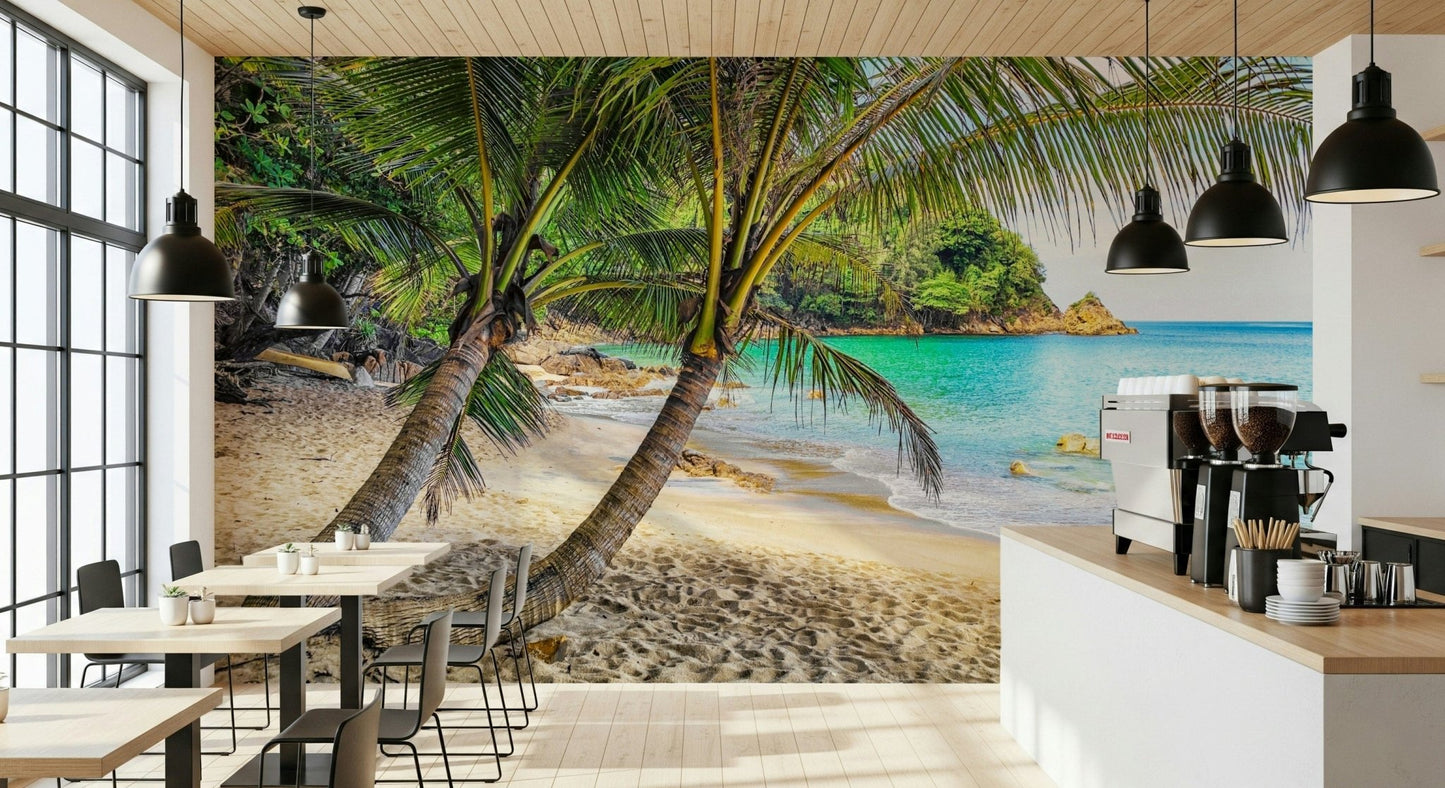 This restful Cafe pairs beautifully with Tropical Beach Escape Wall Mural and palms