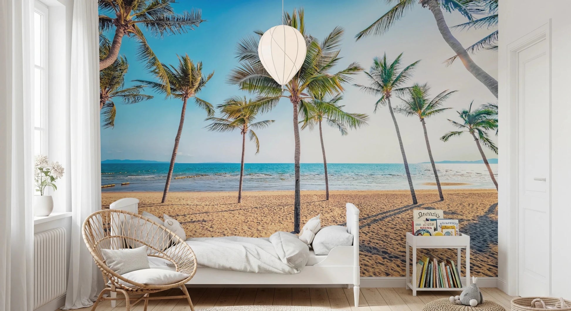 White sand beach wallpaper for walls in spa.