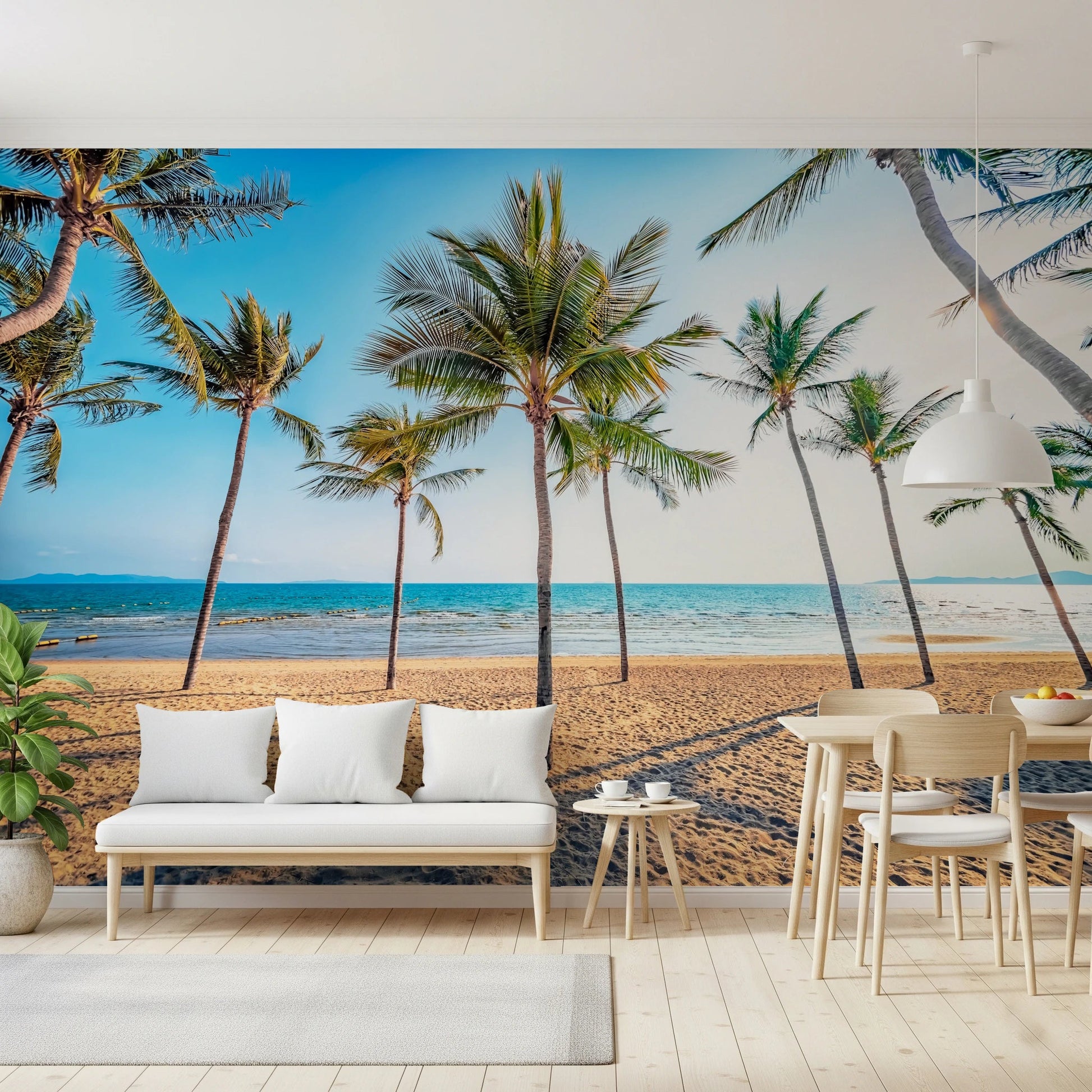 Nature inspired peel and stick beach mural.