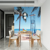 Lifeguard's View wallpaper showing a wooden tower on a sandy beach.
