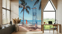 Lifeguard's View wallpaper with wide coastal scenery for dining areas.
