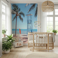 Lifeguard's View wall mural for a coastal style living room.