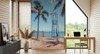 Lifeguard's View Wall Mural styled in a modern home with seaside themes.