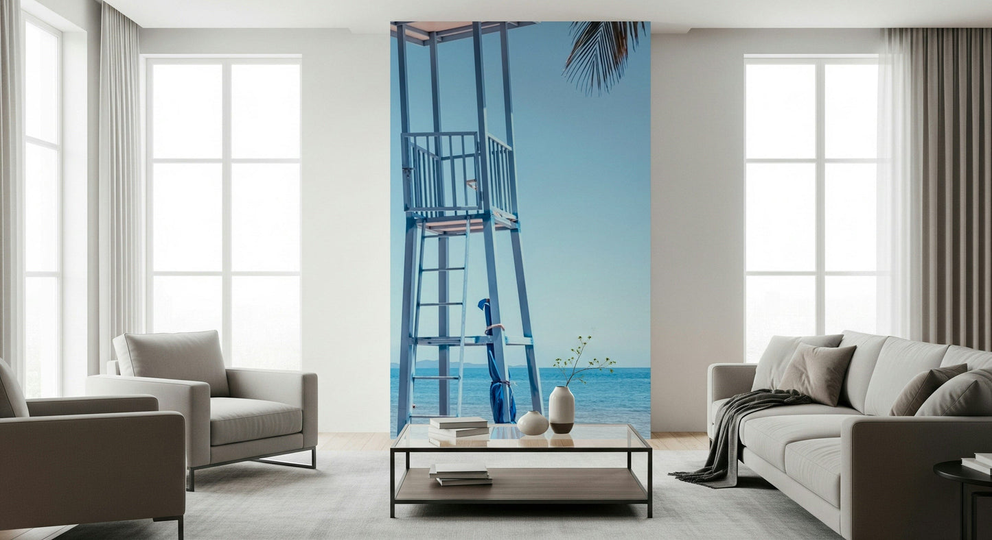 Lifeguard's View wallpaper featuring a serene seashore and clear sky.