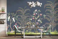 Tropical birds and flora wall mural
