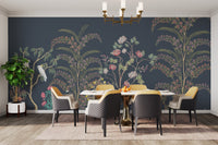 Vibrant peacock tropical wall design
