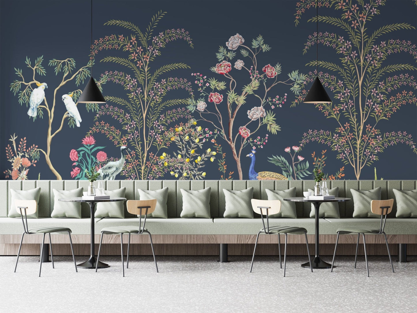 Nature-inspired tropical bird wallpaper
