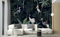 Tropical Birds In Night Sky Wallpaper Mural - Giffywalls