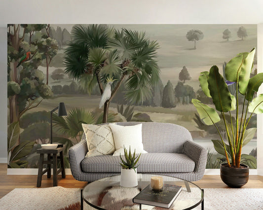 Tropical Birds Rainforest Wallpaper for decor C548