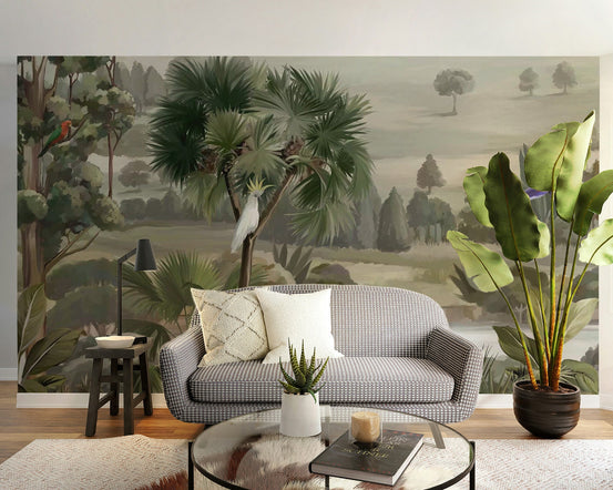 Tropical Birds Rainforest Wallpaper for decor C548