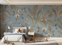Delicate leaves shape this Tropical Bloom Wall Mural beautifully