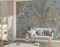 Fine tropical artwork marks the Tropical Bloom Wall Mural surface