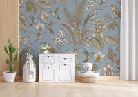 Hallway featuring Tropical Bloom Flight Wall Mural and leafy pattern