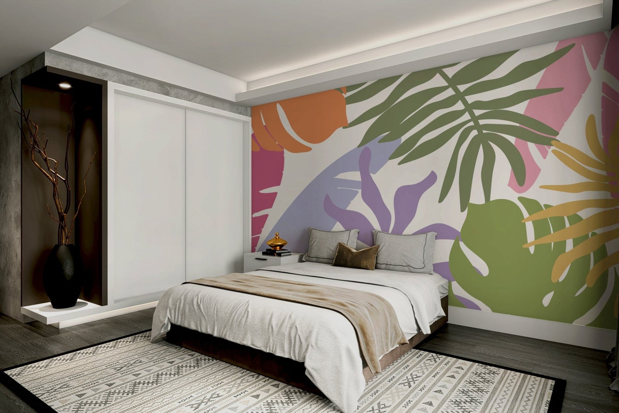 A beautiful tropical flower wallpaper mural for a modern home., GD5095