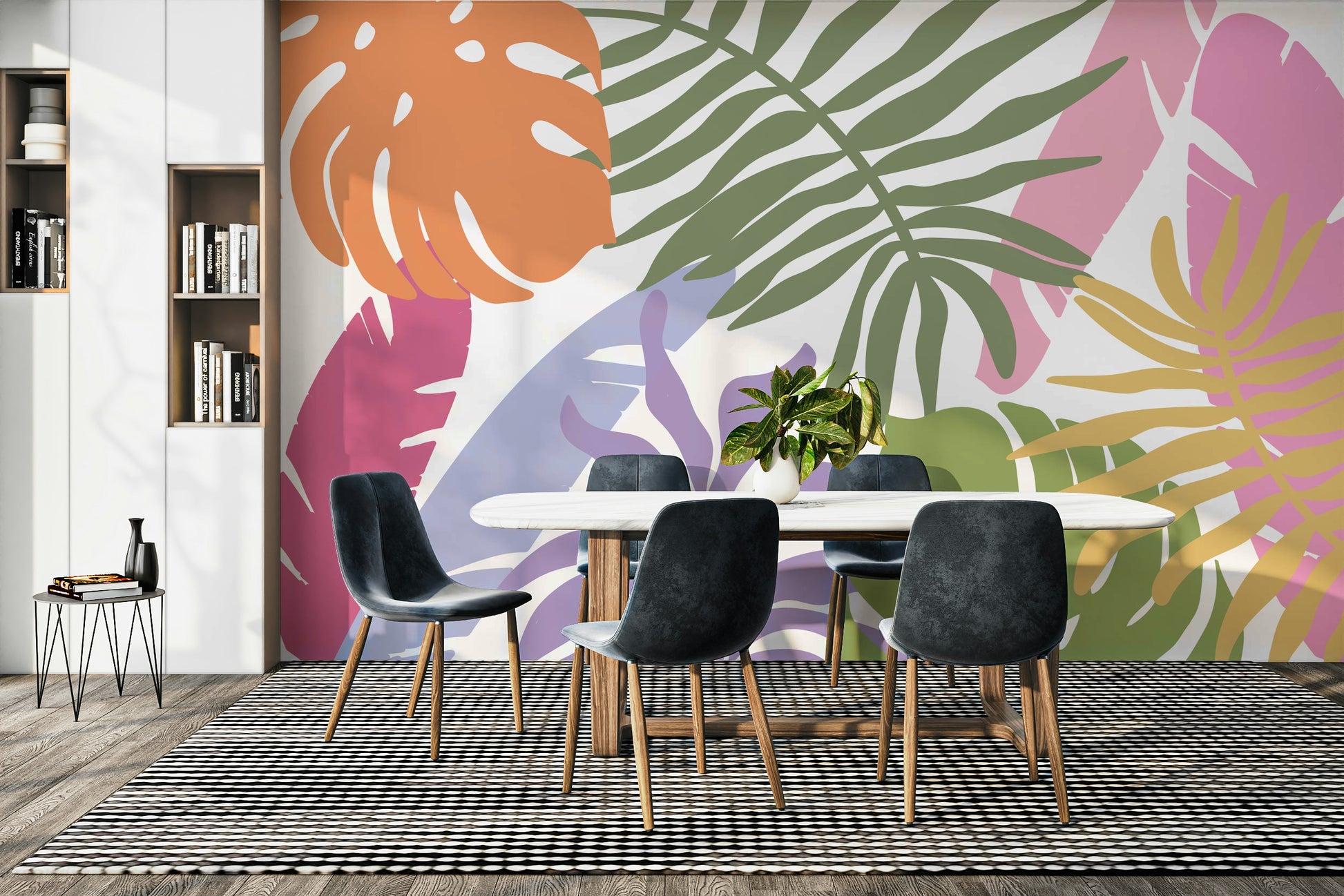 An artistic nature inspired mural for home decor.

