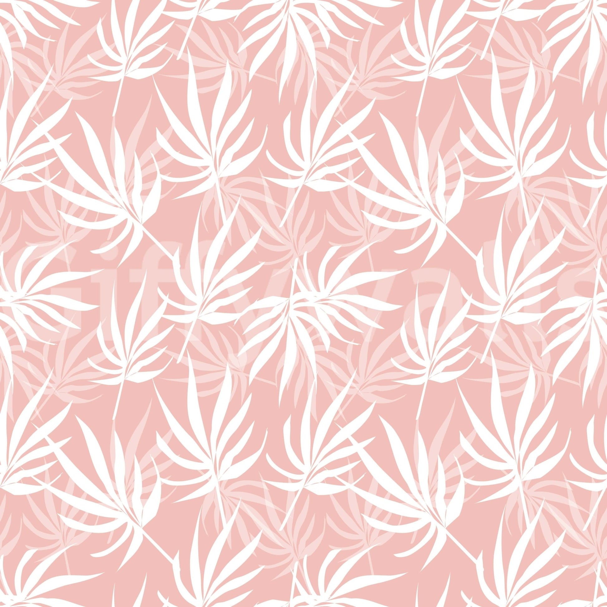 Tropical Blush white leaves realistic wallpaper surface minimal wall art.