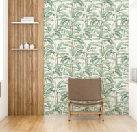 Exotic leaf mural with tropical plant patterns

