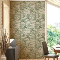 Artistic jungle-inspired botanical wallpaper

