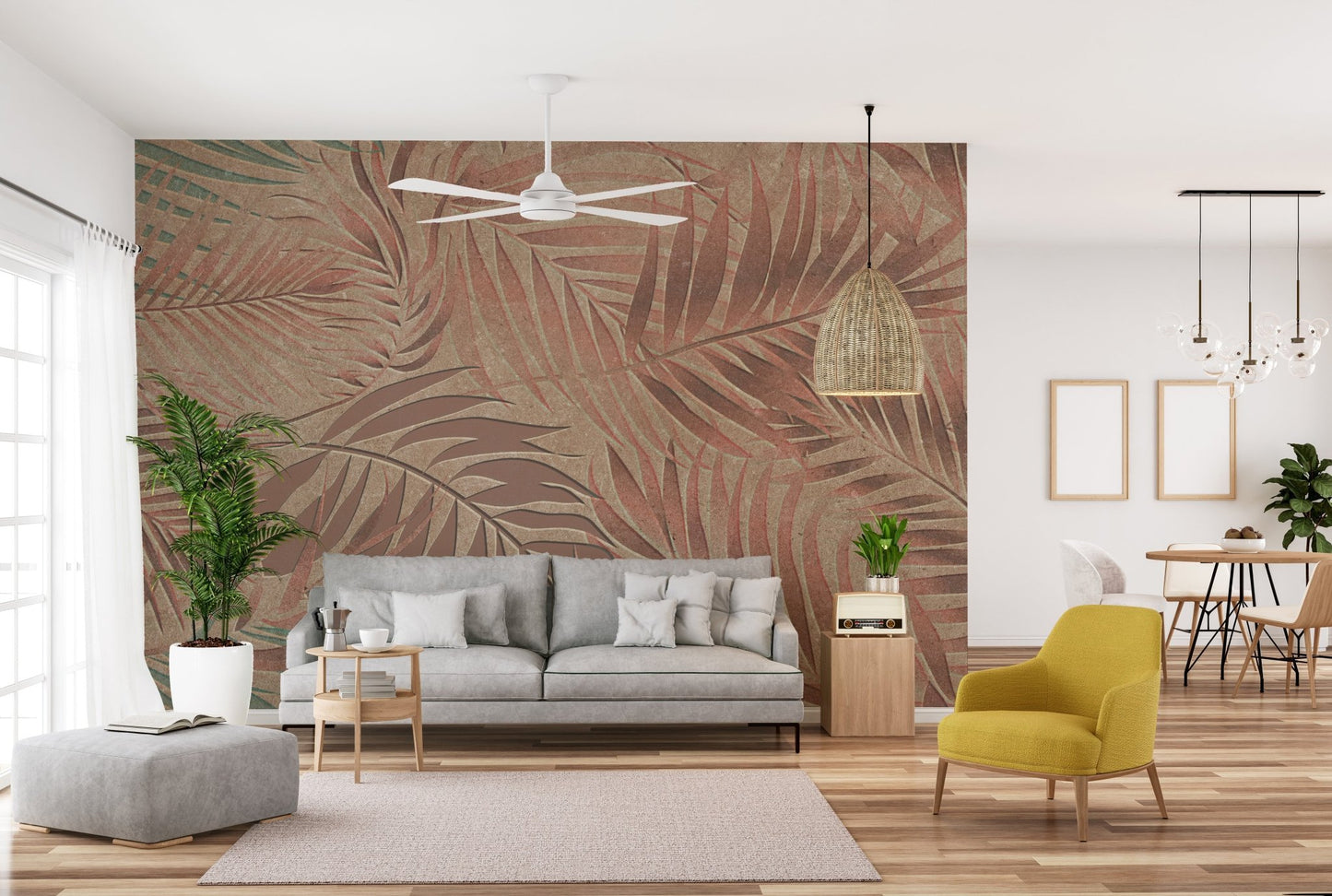 Copper-tone tropical wallpaper  A827