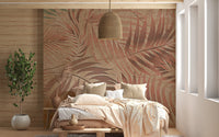 Copper and fiery red tropical mural  design A827