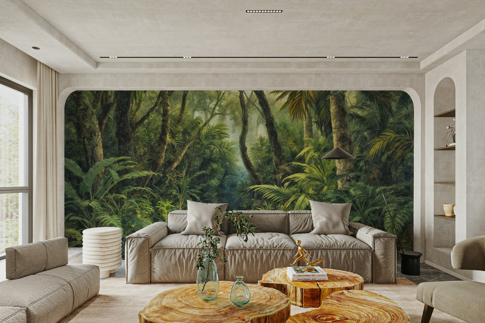 Dense jungle leaves in Tropical Canopy wall mural design GD3606