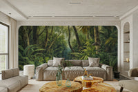 Dense jungle leaves in Tropical Canopy wall mural design GD3606