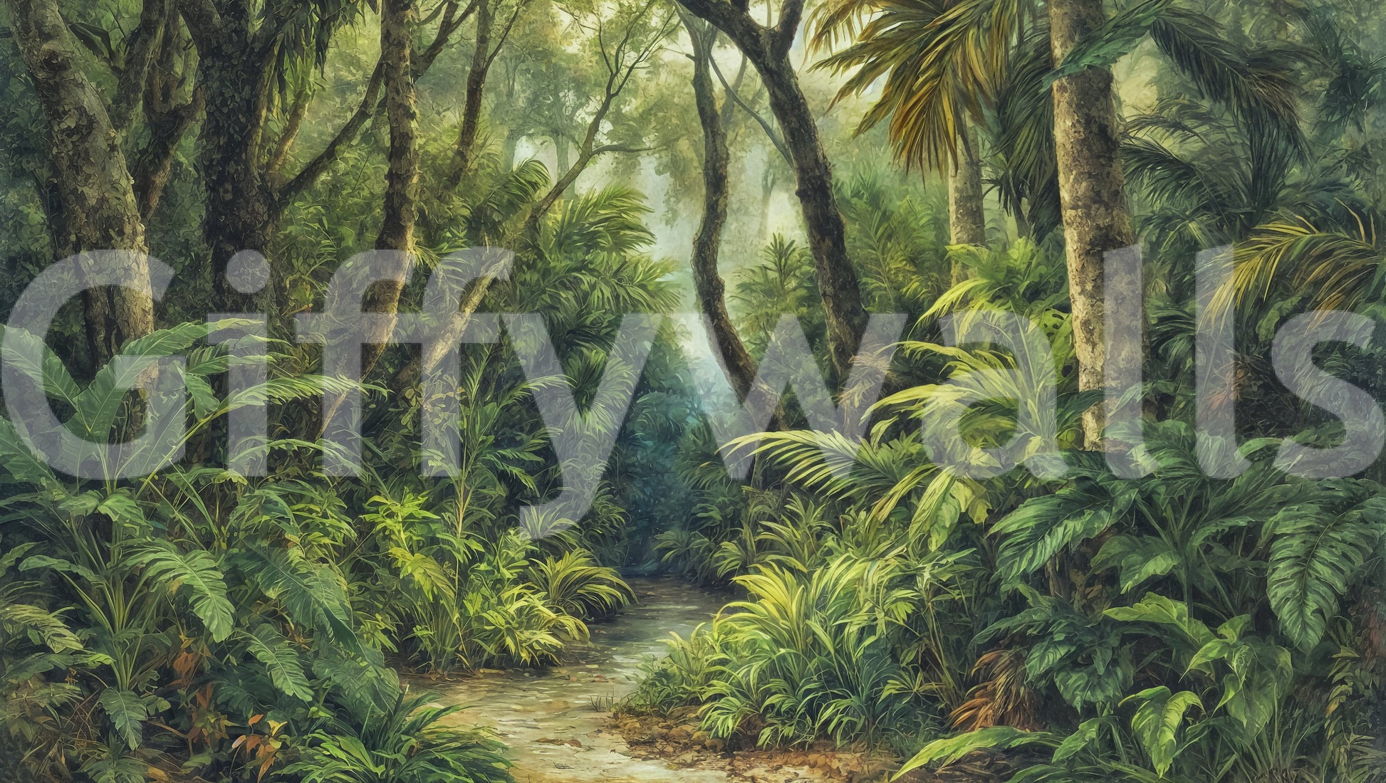 Tropical forest depth in Tropical Canopy wall mural scene GD3606