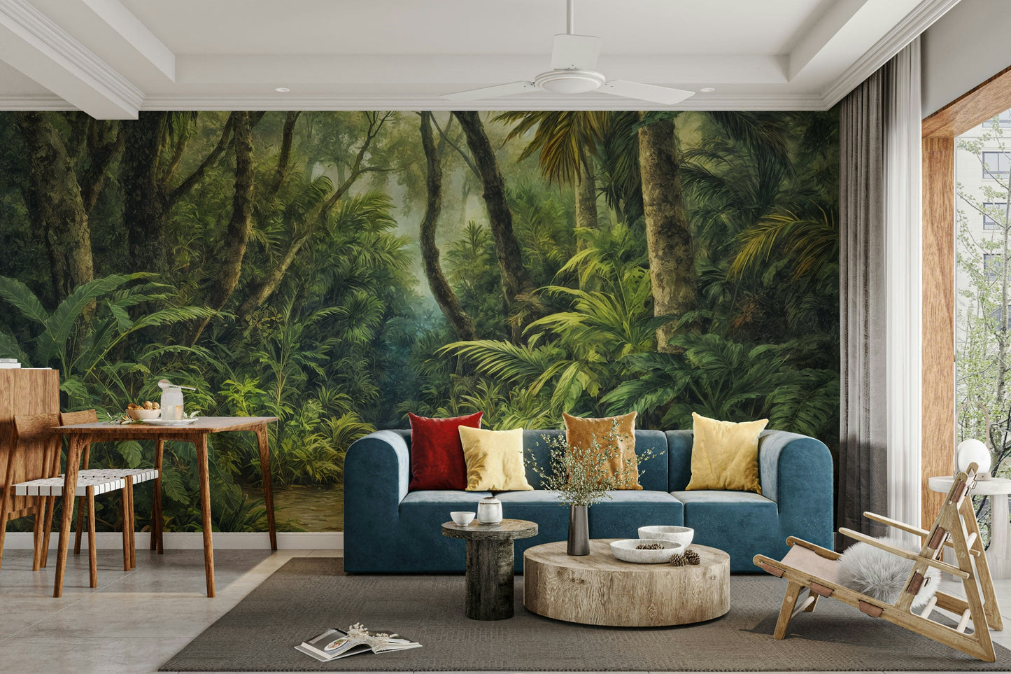 Lush green foliage in Tropical Canopy wall mural artwork  GD3606