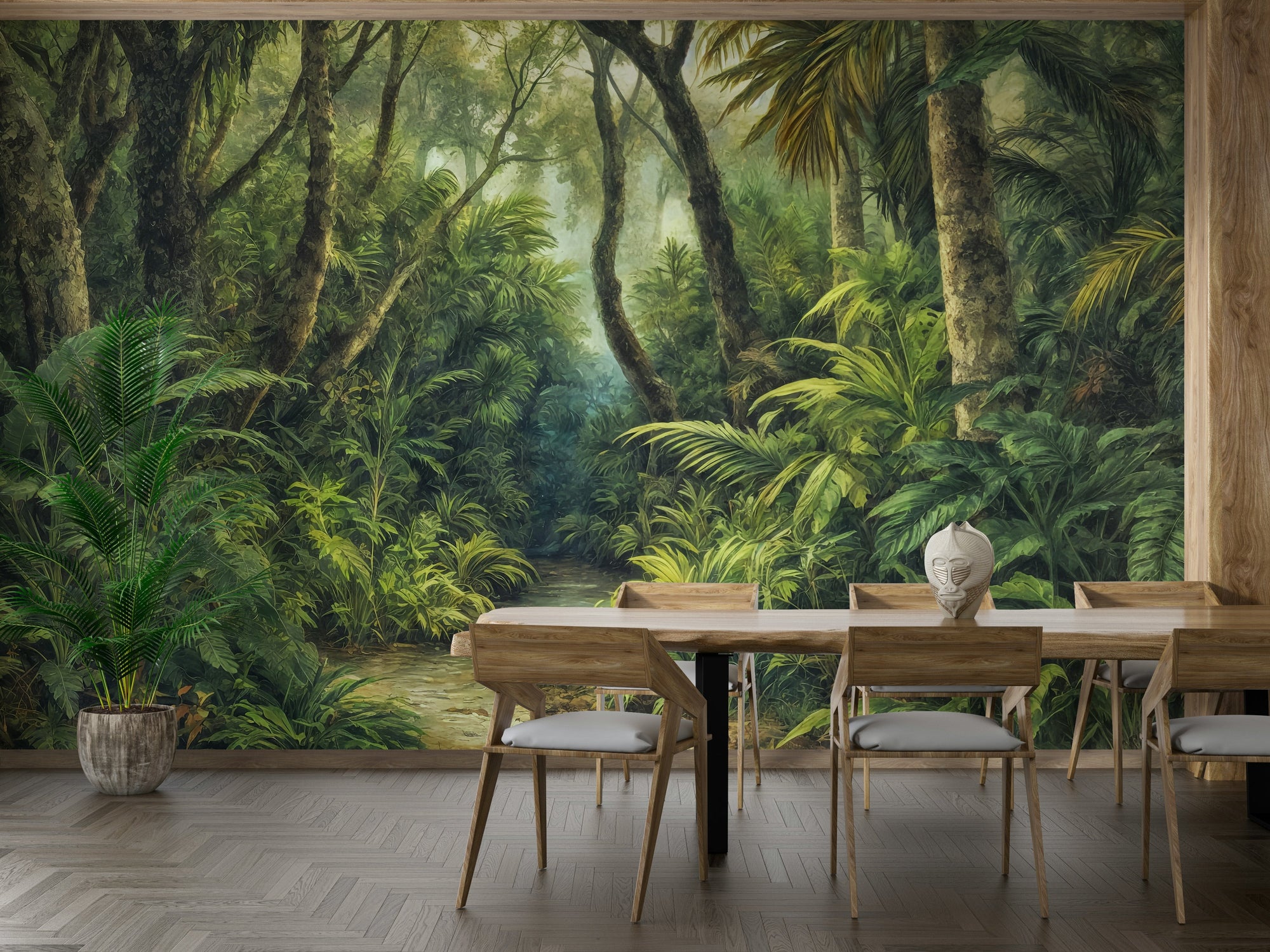 Dining room with Tropical Canopy wall mural jungle scene GD3606