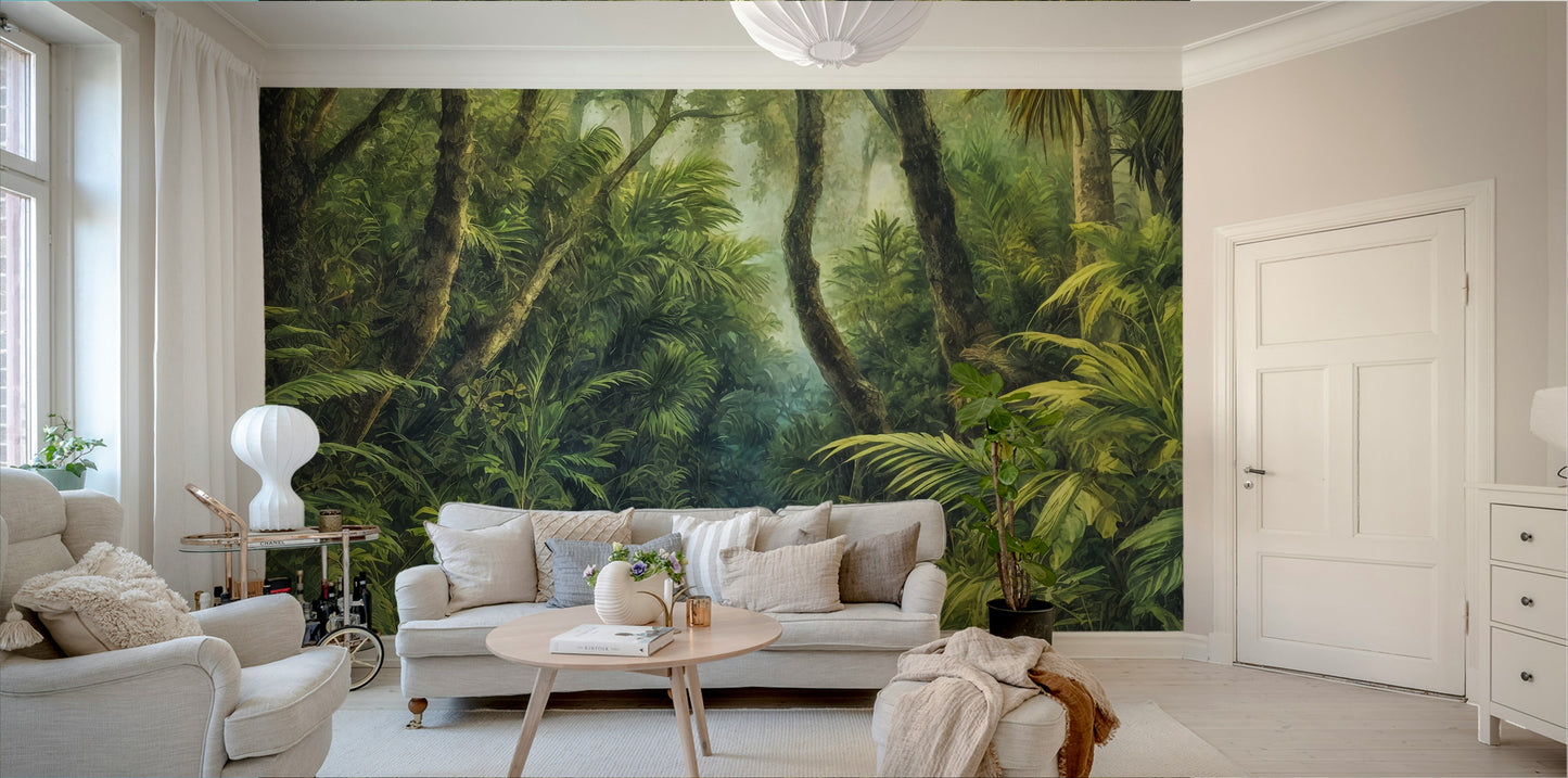 Layered greenery in Tropical Canopy wall mural design GD3606