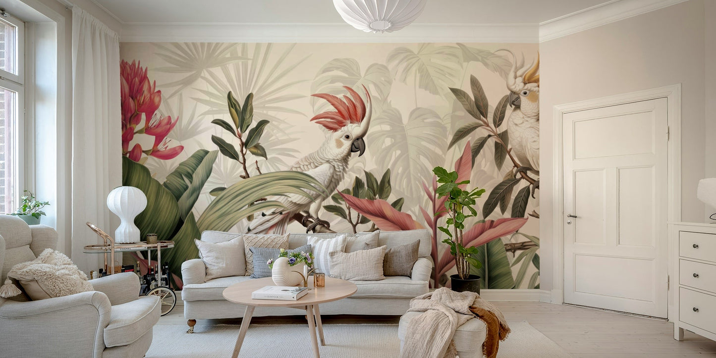 Tropical Cockatoo Birds Forgotten Paradise wall mural

