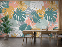 Vibrant Tropical Leaves Wall Mural Design AB-21