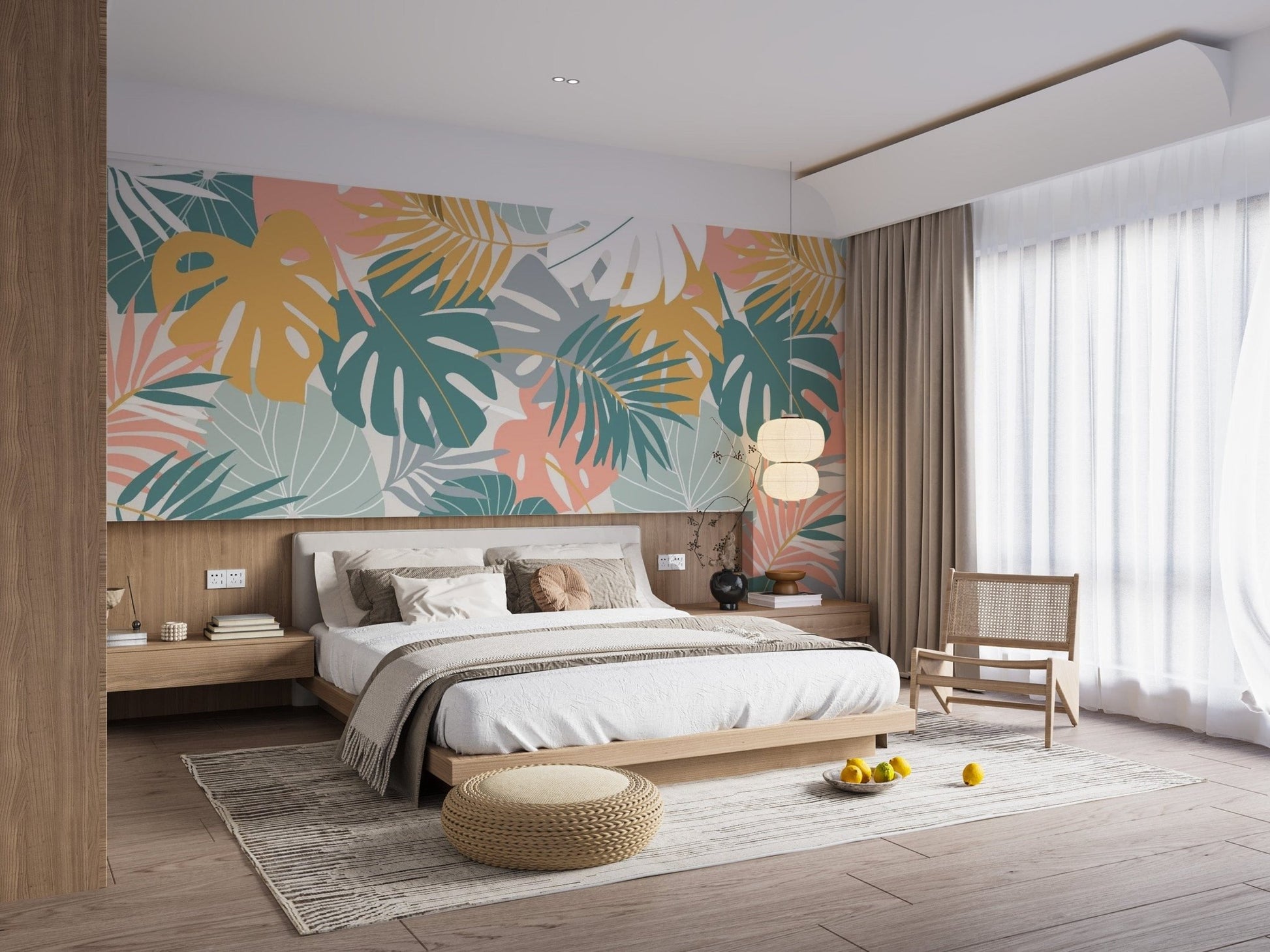 Tropical Colorful Leaves Wallpaper Mural - Giffywalls AB-21