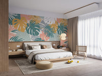 Tropical Colorful Leaves Wallpaper Mural - Giffywalls AB-21