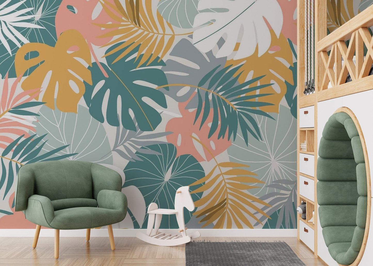 Tropical Colorful Leaves Wallpaper Mural - Giffywalls AB-21