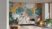 Tropical Colorful Leaves Wallpaper Mural - Giffywalls AB-21