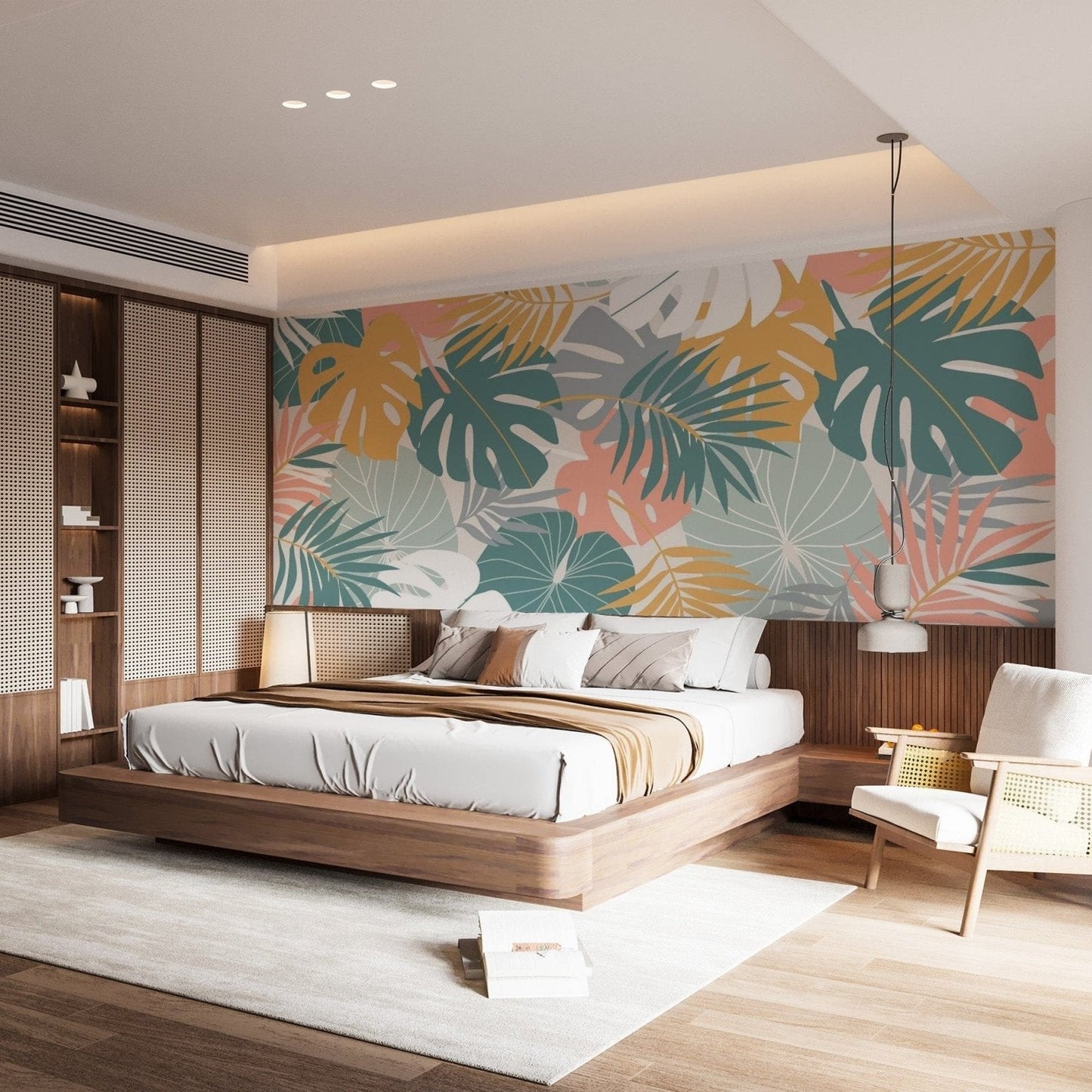 Colorful Tropical Leaves Wallpaper Mural for Walls AB-21