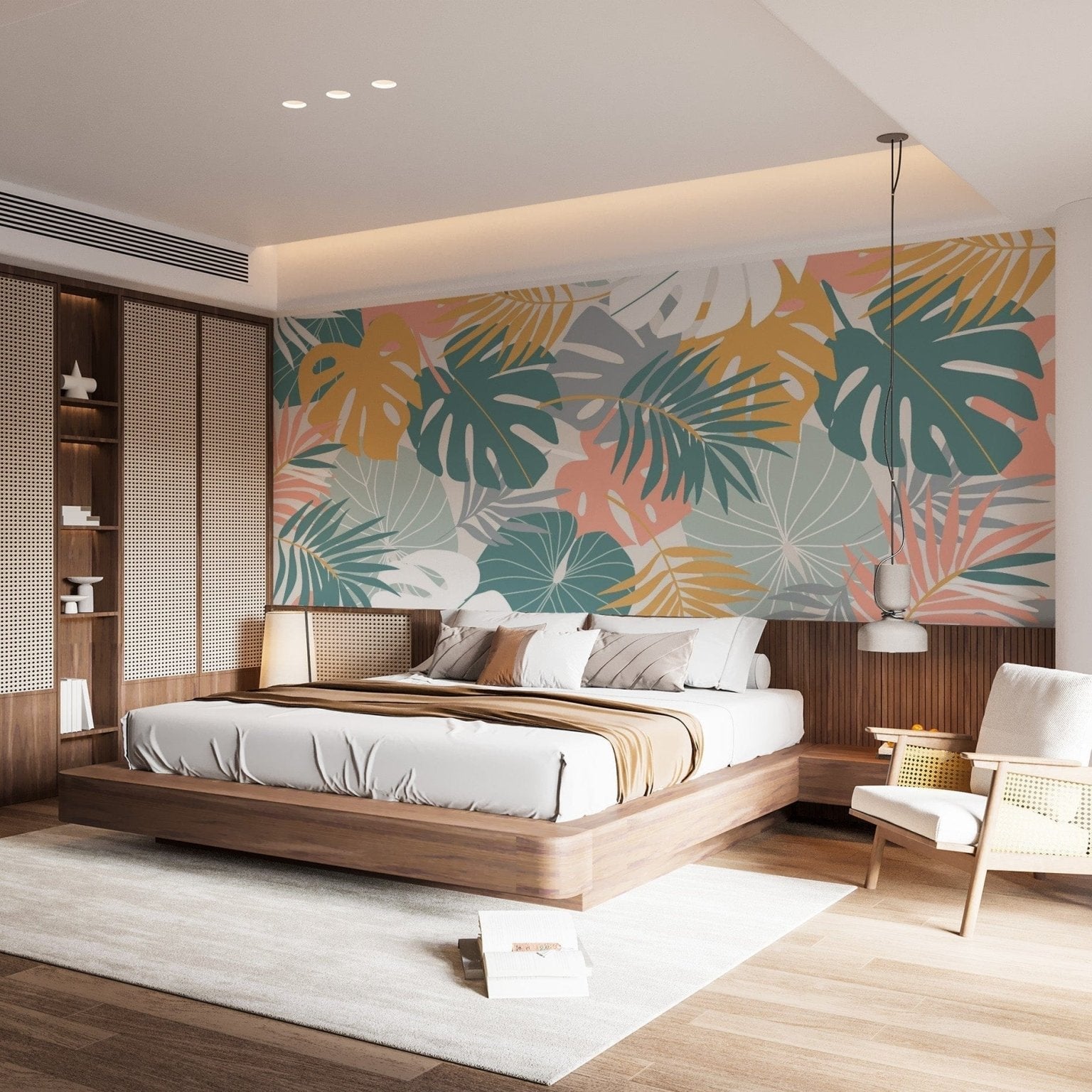 Colorful Tropical Leaves Wallpaper Mural for Walls AB-21