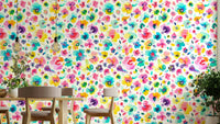 Artistic floral wallpaper in a tropical palette

