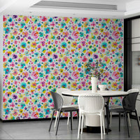 Exotic watercolor flower mural with tropical feel

