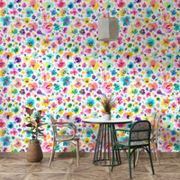 Vibrant tropical blooms wallpaper for living spaces


