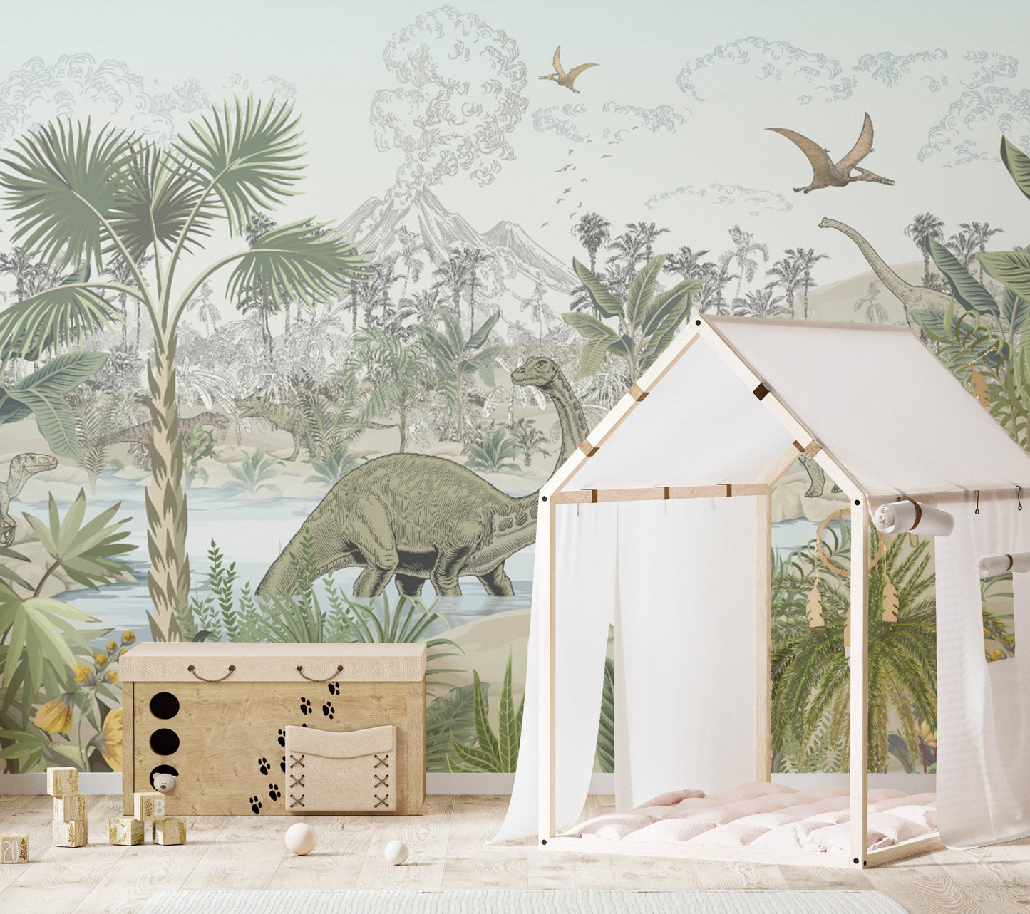 "Adventure dinosaur wallpaper in jungle"
