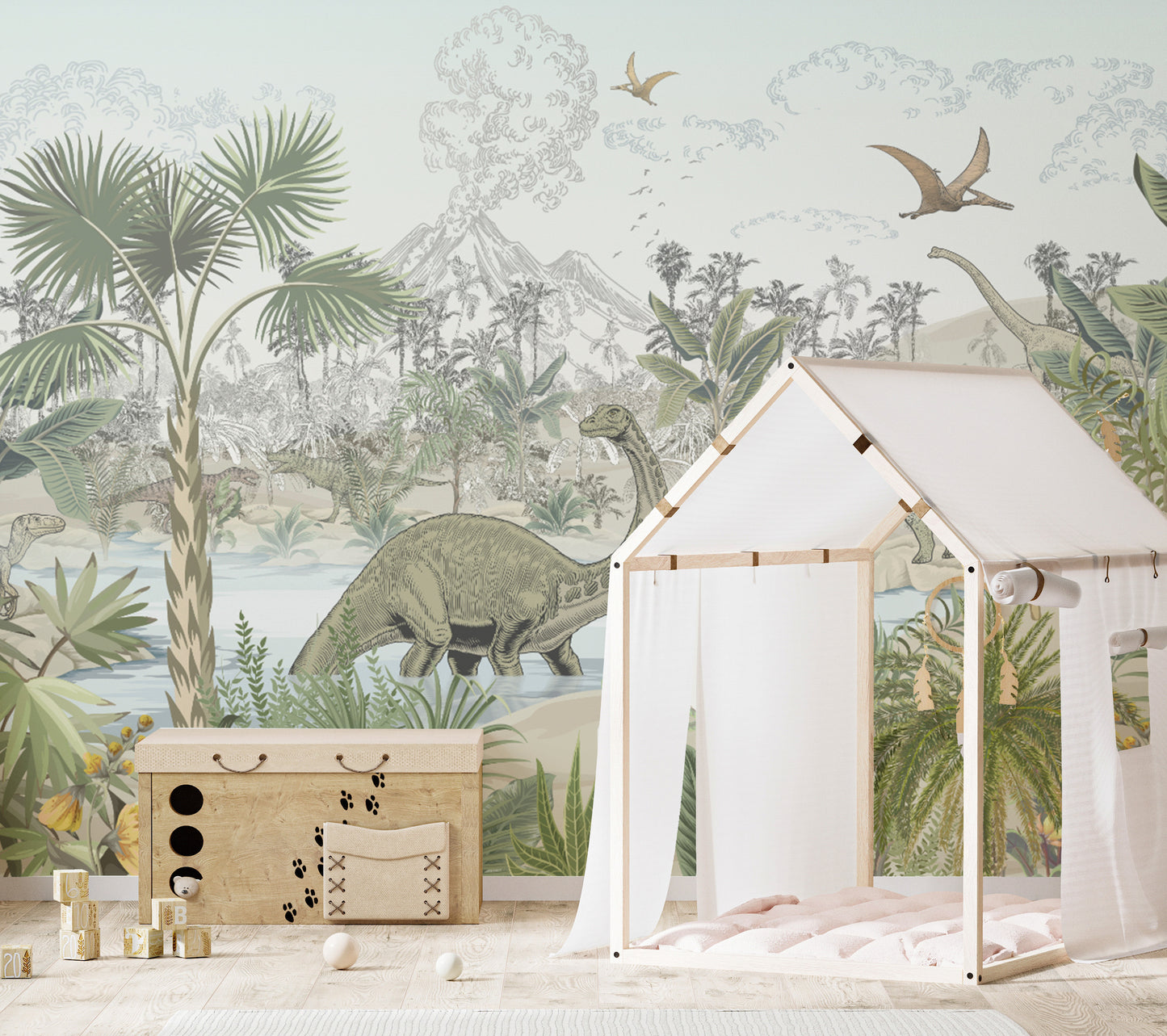 "Adventure dinosaur wallpaper in jungle"
