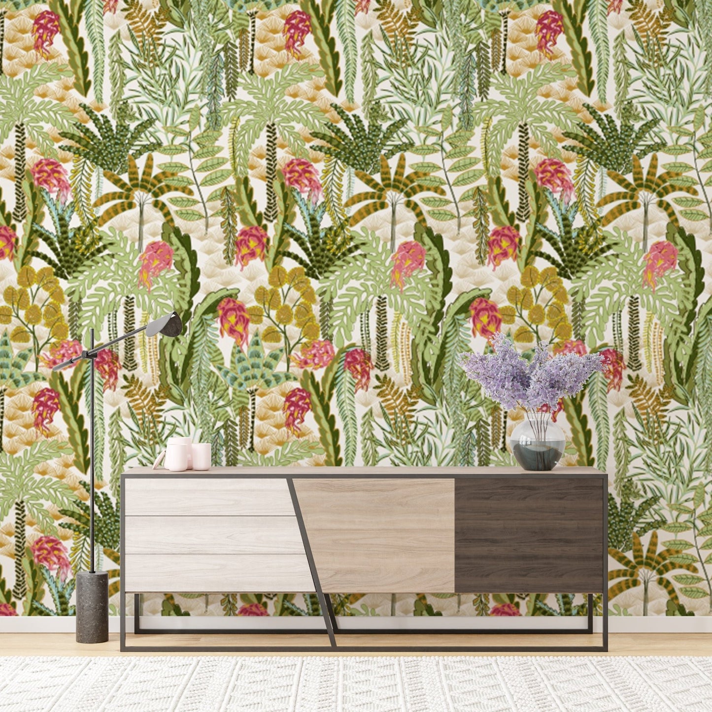 Vibrant Jungle Canopy wallpaper creating a tropical escape., AN127
