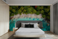 The mural is created for an entire wall, providing an immersive feel.
