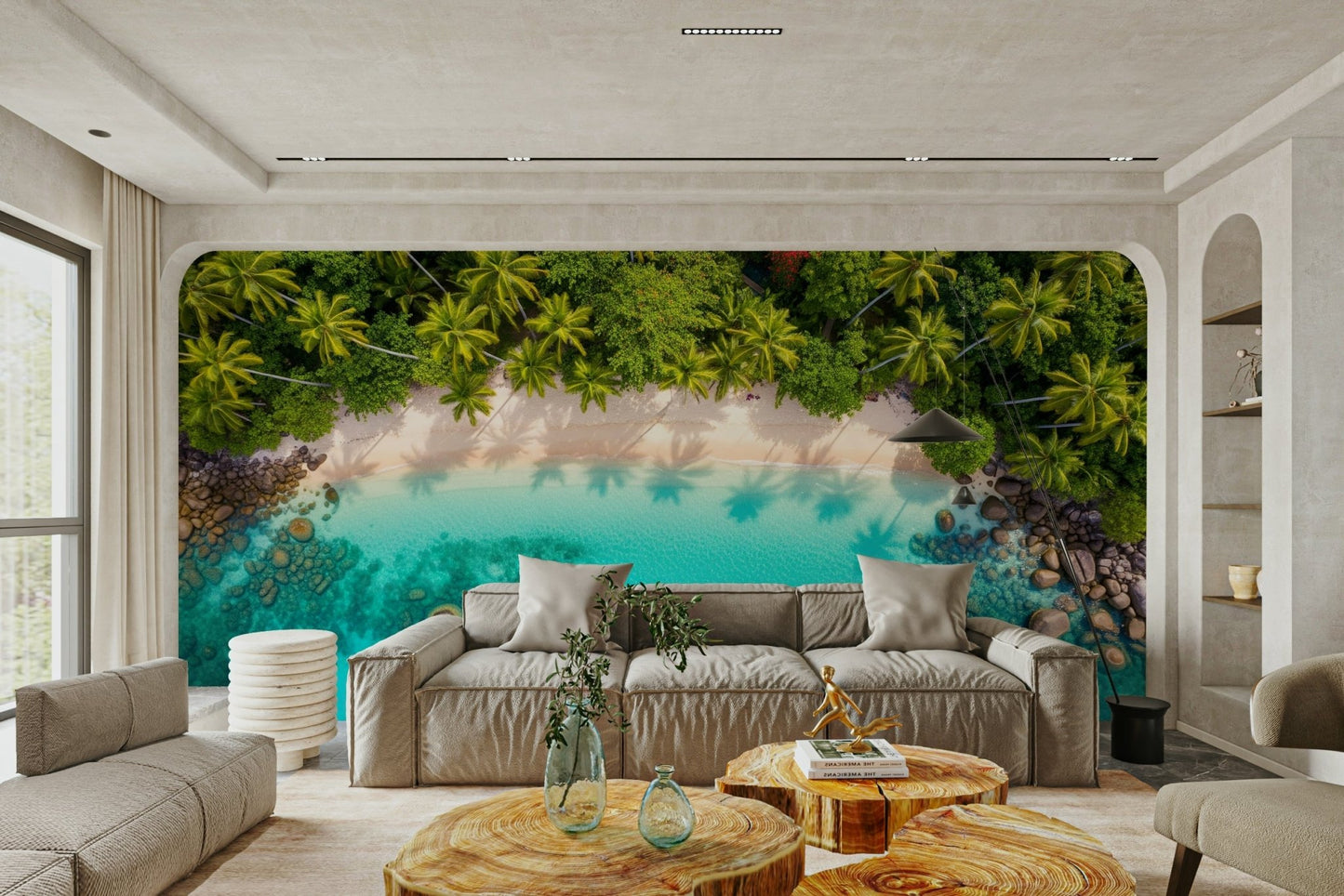 There are small, colorful birds perched on branches.
