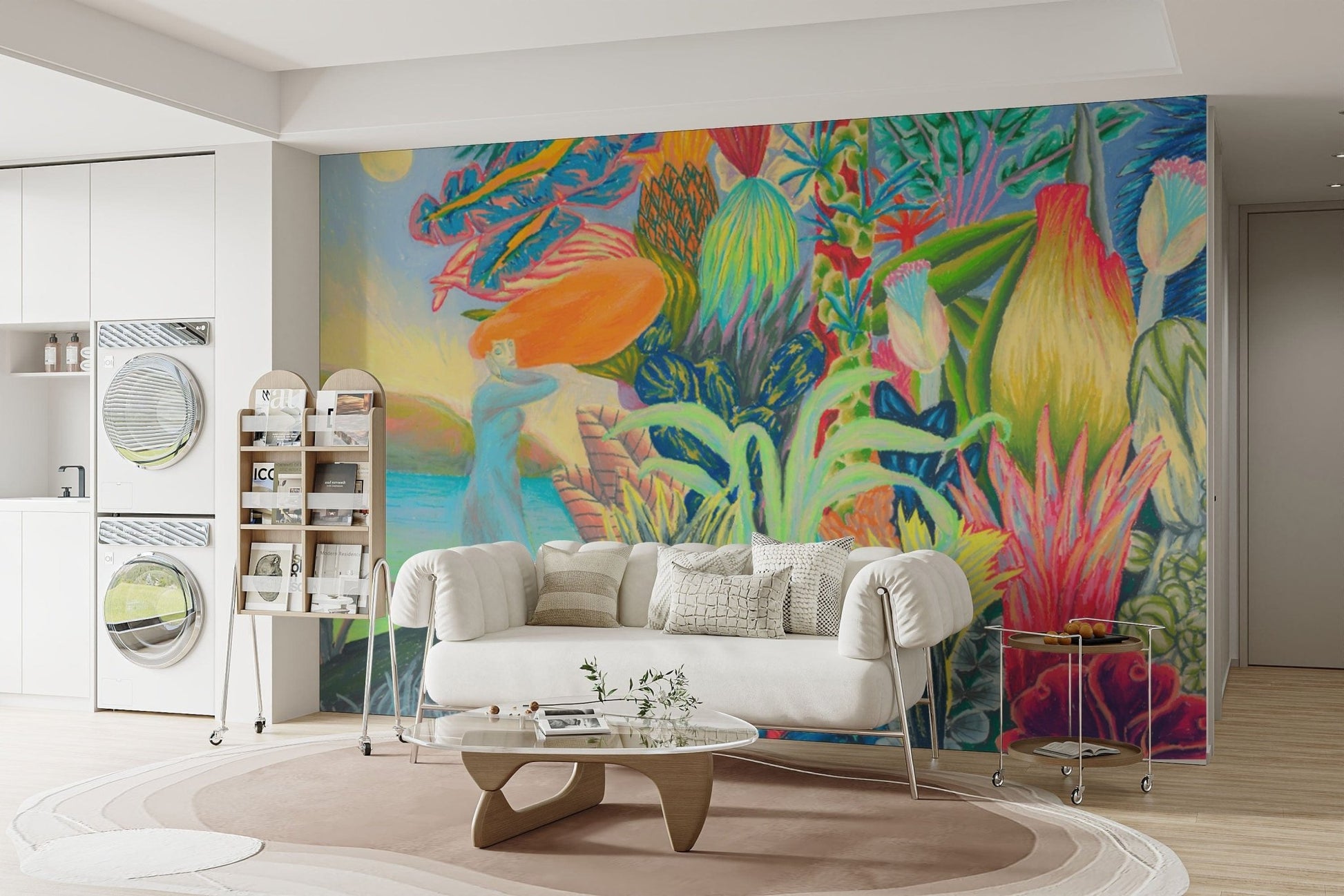 Colorful botanical wallpaper with florals
