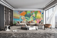 Exotic jungle-inspired wallpaper mural
